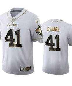 New Orleans Saints #41 Alvin Kamara Men's Nike White Golden Edition Vapor Limited NFL 100 Jersey