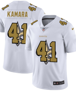 New Orleans Saints #41 Alvin Kamara White Men's Nike Team Logo Dual Overlap Limited NFL Jersey