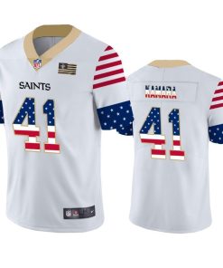New Orleans Saints #41 Alvin Kamara White Men's Nike Team Logo USA Flag Vapor Untouchable Limited NFL Jersey