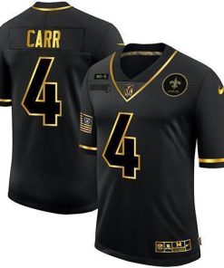 New Orleans Saints #4 Derek Carr Men's Nike 2020 Salute To Service Golden Limited NFL Jersey Black