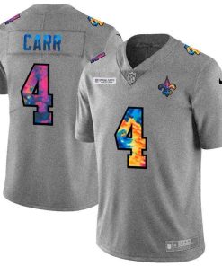 New Orleans Saints #4 Derek Carr Men's Nike Multi-Color 2020 NFL Crucial Catch NFL Jersey Greyheather