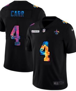 New Orleans Saints #4 Derek Carr Men's Nike Multi-Color Black 2020 NFL Crucial Catch Vapor Untouchable Limited Jersey