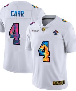New Orleans Saints #4 Derek Carr Men's White Nike Multi-Color 2020 NFL Crucial Catch Limited NFL Jersey