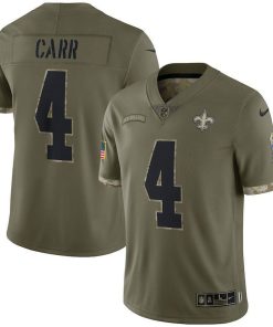 New Orleans Saints #4 Derek Carr Nike Men's 2022 Salute To Service Limited Jersey - Olive