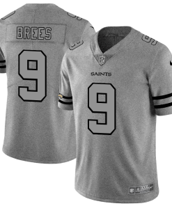 New Orleans Saints #9 Drew Brees Men's Nike Gray Gridiron II Vapor Untouchable Limited NFL Jersey