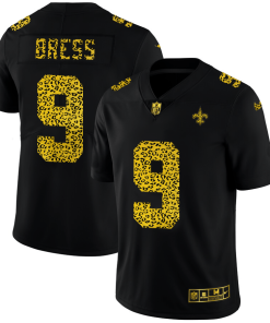 New Orleans Saints #9 Drew Brees Men's Nike Leopard Print Fashion Vapor Limited NFL Jersey Black