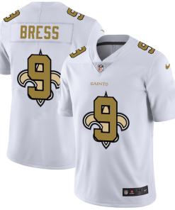 New Orleans Saints #9 Drew Brees White Men's Nike Team Logo Dual Overlap Limited NFL Jersey