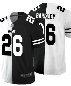 New York Giants #26 Saquon Barkley Men's Black V White Peace Split Nike Vapor Untouchable Limited NFL Jersey