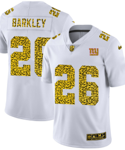 New York Giants #26 Saquon Barkley Men's Nike Flocked Leopard Print Vapor Limited NFL Jersey White