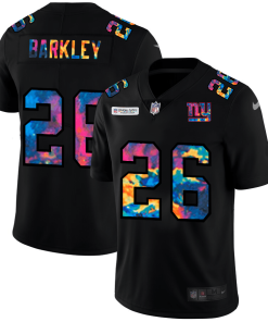 New York Giants #26 Saquon Barkley Men's Nike Multi-Color Black 2020 NFL Crucial Catch Vapor Untouchable Limited Jersey