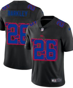 New York Giants #26 Saquon Barkley Men's Nike Team Logo Dual Overlap Limited NFL Jersey Black