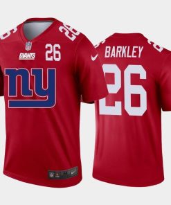 New York Giants #26 Saquon Barkley Red Men's Nike Big Team Logo Player Vapor Limited NFL Jersey