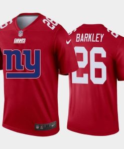 New York Giants #26 Saquon Barkley Red Men's Nike Big Team Logo Vapor Limited NFL Jersey