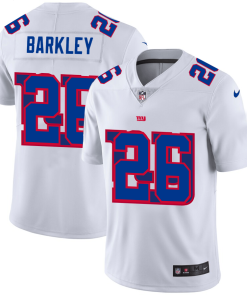 New York Giants #26 Saquon Barkley White Men's Nike Team Logo Dual Overlap Limited NFL Jersey