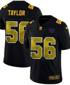 New York Giants #56 Lawrence Taylor Men's Black Nike Golden Sequin Vapor Limited NFL Jersey