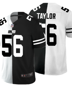 New York Giants #56 Lawrence Taylor Men's Black V White Peace Split Nike Vapor Untouchable Limited NFL Jersey