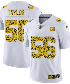 New York Giants #56 Lawrence Taylor Men's Nike Flocked Leopard Print Vapor Limited NFL Jersey White