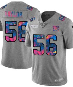 New York Giants #56 Lawrence Taylor Men's Nike Multi-Color 2020 NFL Crucial Catch NFL Jersey Greyheather