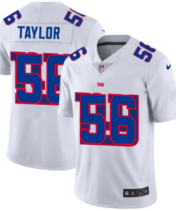 New York Giants #56 Lawrence Taylor White Men's Nike Team Logo Dual Overlap Limited NFL Jersey
