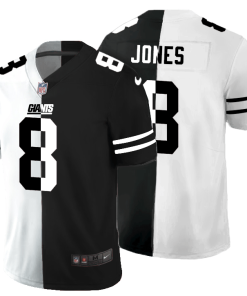 New York Giants #8 Daniel Jones Men's Black V White Peace Split Nike Vapor Untouchable Limited NFL Jersey