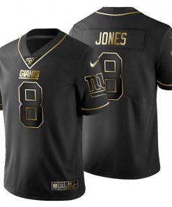 New York Giants #8 Daniel Jones Men's Nike Black Golden Limited NFL 100 Jersey