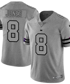 New York Giants #8 Daniel Jones Men's Nike Gray Gridiron II Vapor Untouchable Limited NFL Jersey