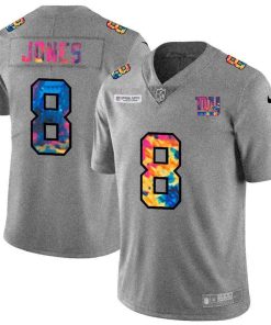 New York Giants #8 Daniel Jones Men's Nike Multi-Color 2020 NFL Crucial Catch NFL Jersey Greyheather