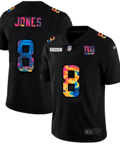 New York Giants #8 Daniel Jones Men's Nike Multi-Color Black 2020 NFL Crucial Catch Vapor Untouchable Limited Jersey