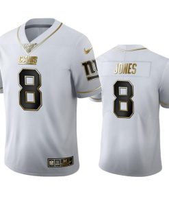 New York Giants #8 Daniel Jones Men's Nike White Golden Edition Vapor Limited NFL 100 Jersey
