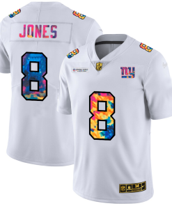 New York Giants #8 Daniel Jones Men's White Nike Multi-Color 2020 NFL Crucial Catch Limited NFL Jersey