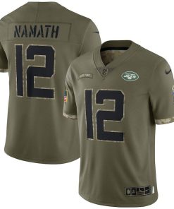 New York Jets #12 Joe Namath Nike Men's 2022 Salute To Service Limited Jersey - Olive