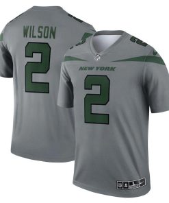 New York Jets #2 Jets Zach Wilson Nike Men's Gray Inverted Legend Jersey