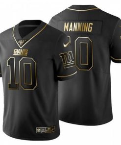 New York New York Giants #10 Eli Manning Men's Nike Black Golden Limited NFL 100 Jersey Men's