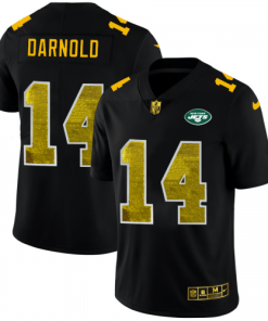 New York New York Jets #14 Sam Darnold Men's Black Nike Golden Sequin Vapor Limited NFL Jersey Men's