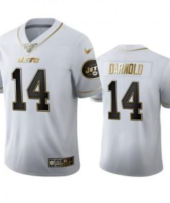 New York New York Jets #14 Sam Darnold Men's Nike White Golden Edition Vapor Limited NFL 100 Jersey Men's