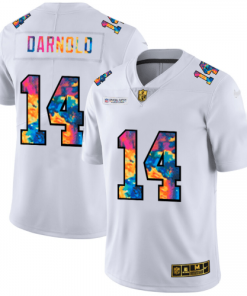 New York New York Jets #14 Sam Darnold Men's White Nike Multi-Color 2020 NFL Crucial Catch Limited NFL Jersey Men's