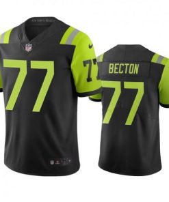 New York New York Jets #77 Mekhi Becton Men's Nike Black Green City Edition Vapor Limited Jersey Men's
