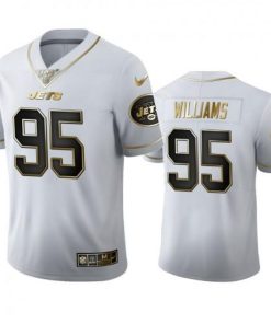 New York New York Jets #95 Quinnen Williams Men's Nike White Golden Edition Vapor Limited NFL 100 Jersey Men's