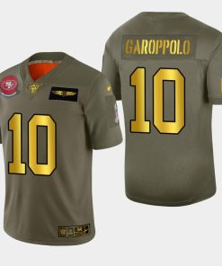 Nike 49ers #10 Jimmy Garoppolo Men's Olive Gold 2019 Salute To Service NFL 100 Limited Jersey