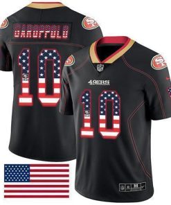 Nike 49ers #10 Jimmy Garoppolo Black Men's Stitched NFL Limited Rush USA Flag Jersey