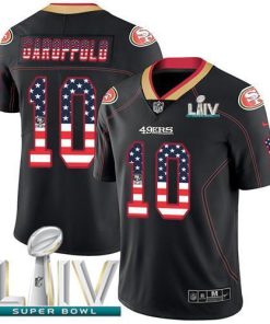 Nike 49ers #10 Jimmy Garoppolo Black Super Bowl LIV 2020 Men's Stitched NFL Limited Rush USA Flag Jersey