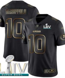 Nike 49ers #10 Jimmy Garoppolo Black/Gold Super Bowl LIV 2020 Men's Stitched NFL Vapor Untouchable Limited Jersey