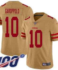 Nike 49ers #10 Jimmy Garoppolo Gold Men's Stitched NFL Limited Inverted Legend 100th Season Jersey