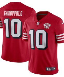 Nike 49ers #10 Jimmy Garoppolo Red Rush Men's 75th Anniversary Stitched NFL Vapor Untouchable Limited Jersey