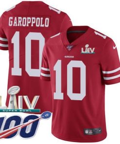 Nike 49ers #10 Jimmy Garoppolo Red Super Bowl LIV 2020 Team Color Men's Stitched NFL 100th Season Vapor Limited Jersey
