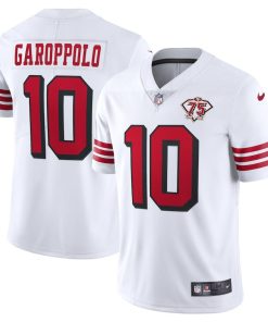 Nike 49ers #10 Jimmy Garoppolo White Rush Men's 75th Anniversary Stitched NFL Vapor Untouchable Limited Jersey