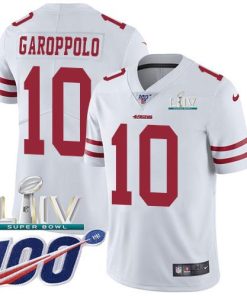 Nike 49ers #10 Jimmy Garoppolo White Super Bowl LIV 2020 Men's Stitched NFL 100th Season Vapor Limited Jersey