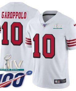 Nike 49ers #10 Jimmy Garoppolo White Super Bowl LIV 2020 Rush Men's Stitched NFL Limited 100th Season Jersey