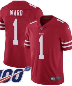 Nike 49ers #1 Jimmie Ward Red Team Color Men's Stitched NFL 100th Season Vapor Limited Jersey