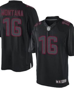 Nike 49ers #16 Joe Montana Black Men's Stitched NFL Impact Limited Jersey